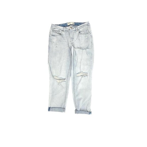 Garage Distressed Cuffed Girlfriend Women's size 7 Light Wash Blue Denim jeans - Picture 1 of 4